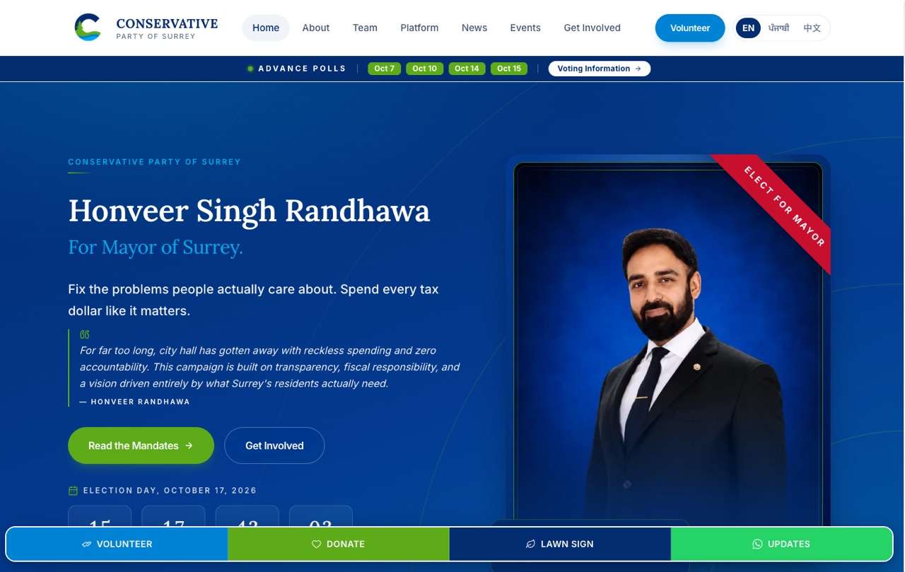 Screenshot of Campaign website
